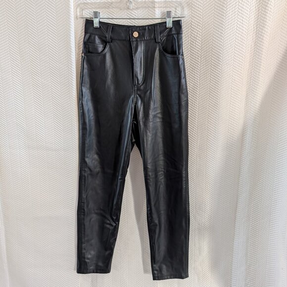 Zara NWT Faux Leather Pants High Waist Gold Hardware Size 2 - Picture 1 of 11